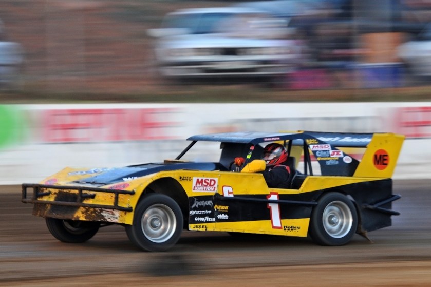 Winston Whittle in his V8 oval track race car.