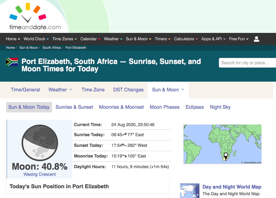 Time and Date website