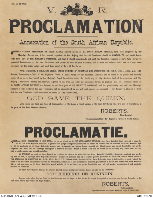 British Proclamation annexing the South African Republic