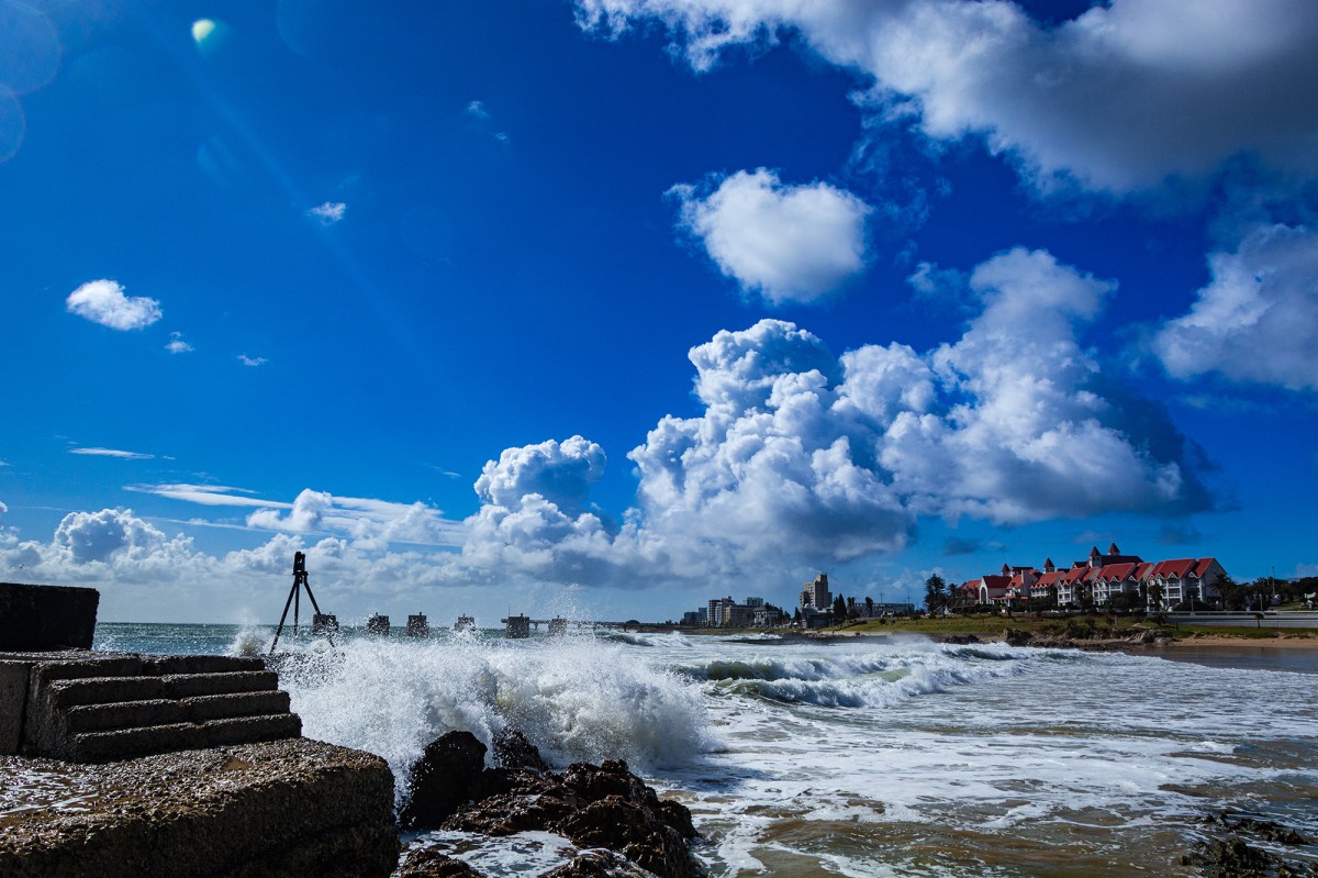 Looking across the water and waves